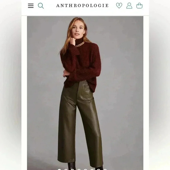 Maeve Pants - Anthropologie Maeve Collette wide leg faux leather MOSS pants size 32